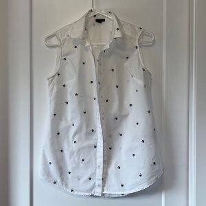 Palm Tree Sleeveless Button Down